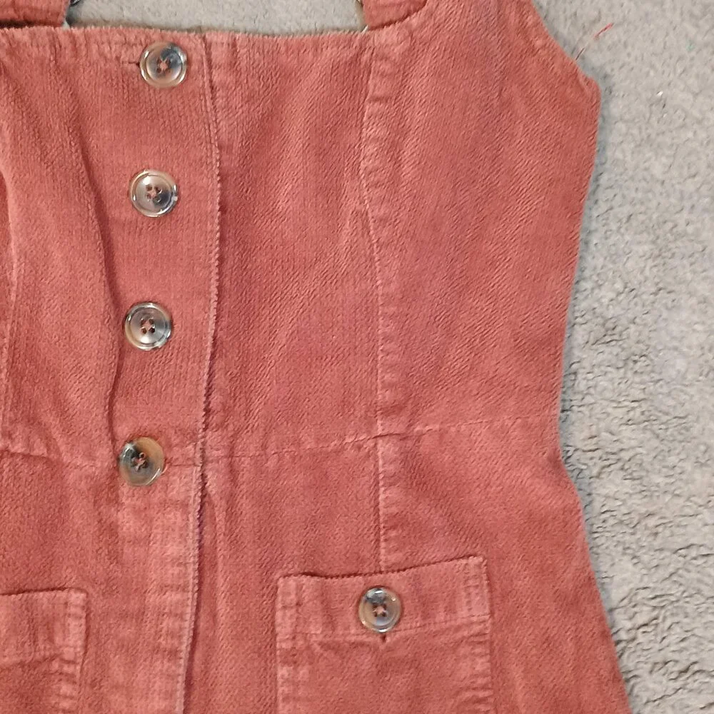 Urban Outfitters/Jumpsuit/Womens XS/Terracotta Wide Leg Corduroy Button Front - Picture 6 of 9